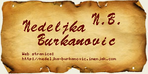 Nedeljka Burkanović vizit kartica
